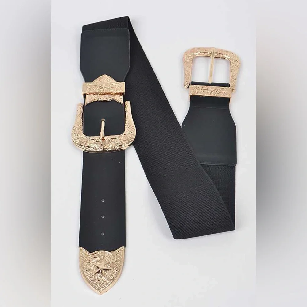 Black & Gold Chunky Western Statement Belt